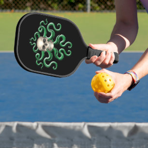 Nautic Kraken Pirate Skull Green Octopus Pickleball Schläger