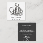 Nautic Kraken Sketch Square Business Card Quadratische Visitenkarte (Vorne/Hinten)