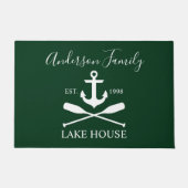Nautic Lake House Anchor Oars Familienname Grün Fußmatte (Vorderseite)