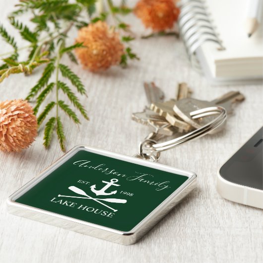 Nautic Lake House Anchor Oars Family Green Schlüsselanhänger (Seite)