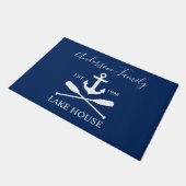 Nautic Lake House Anchor Oars Family Navy Blue Fußmatte (Schrägansicht)