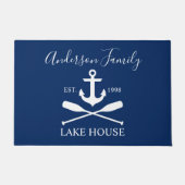 Nautic Lake House Anchor Oars Family Navy Blue Fußmatte (Vorderseite)