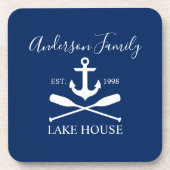Nautic Lake House Anchor Oars Family Navy Blue Getränkeuntersetzer (Vorderseite)
