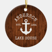 Nautic Lake House Anchor Wood Familienname Keramik Ornament (Vorne)