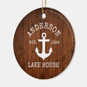 Nautic Lake House Anchor Wood Familienname Keramik Ornament (Links)