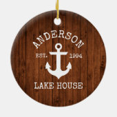 Nautic Lake House Anchor Wood Familienname Keramik Ornament (Hinten)