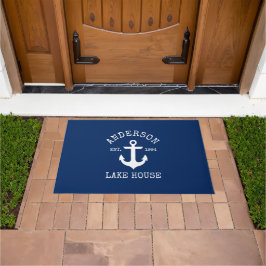 Nautic Lake House Familienname Anchor Navy Blue Fußmatte