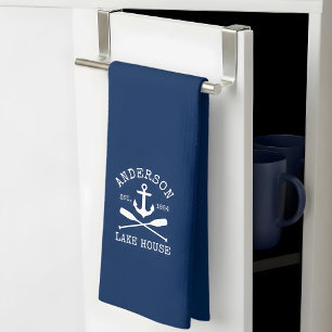 Nautic Lake House Family Anchor Oars Navy Blue Geschirrtuch