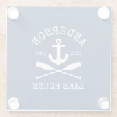 Nautic Lake House Family Anchor Oars Navy Blue Glasuntersetzer (Rückseite)