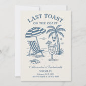 Nautic Last Toast Bachelorette Weekend Einladung (Vorderseite)