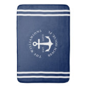 Nautic Light Navy Blue White Anchor Mit Monogramm Badematte (Vorderseite Vertikal)