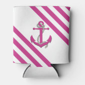 Nautic Light Pink Anker mit Seil/rosa Streifen Dosenkühler (Vorderseite)
