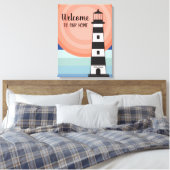 Nautic Lighthouse Blue Orange Ombre' Sun Willkomme Leinwanddruck (Insitu (Schlafzimmer))