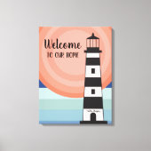 Nautic Lighthouse Blue Orange Ombre' Sun Willkomme Leinwanddruck (Vorderseite)