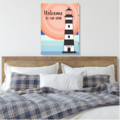 Nautic Lighthouse Blue Orange Ombre' Sun Willkomme Leinwanddruck (Insitu (Schlafzimmer))