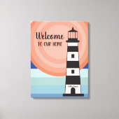 Nautic Lighthouse Blue Orange Ombre' Sun Willkomme Leinwanddruck (Vorderseite)