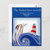 Nautic Lighthouse Boot - Neue Adresse Postkarte (Vorne/Hinten)