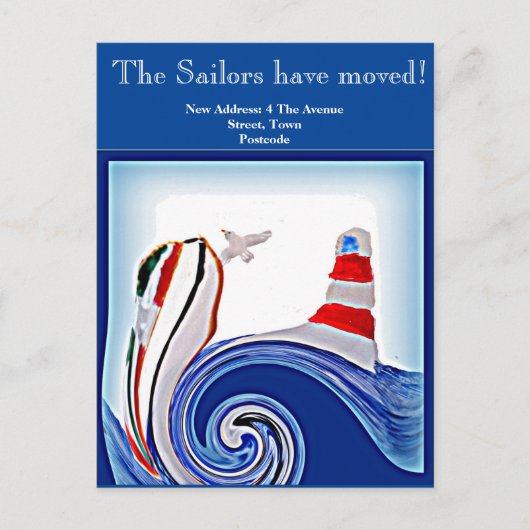 Nautic Lighthouse Boot - Neue Adresse Postkarte (Vorderseite)