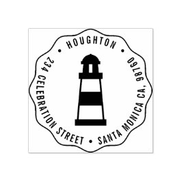Nautic Lighthouse Round Family Rücksendeadresse Gummistempel