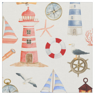 Nautic Lighthouse Sailboat Explorer Gear Stoff