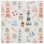 Nautic Lighthouse Sailboat Explorer Gear Stoff (Muster)