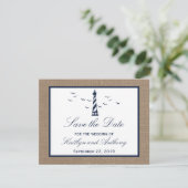 Nautic Lighthouse Wedding Save the Date Cards (Stehend Vorderseite)