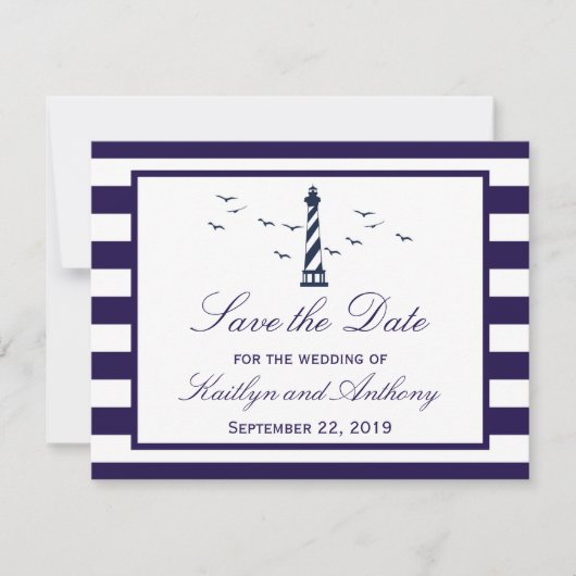 Nautic Lighthouse Wedding Save the Date Cards (Vorderseite)