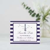 Nautic Lighthouse Wedding Save the Date Cards (Stehend Vorderseite)