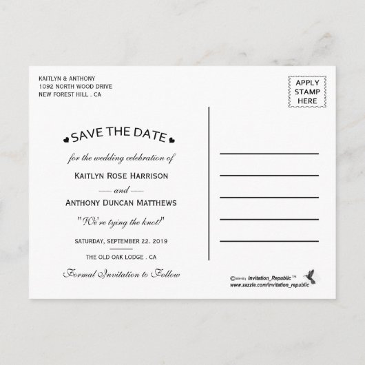 Nautic Lighthouse Wedding speichern das Datum Ankündigungspostkarte (Rückseite)