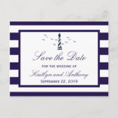Nautic Lighthouse Wedding speichern das Datum Ankündigungspostkarte (Vorderseite)