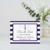 Nautic Lighthouse Wedding speichern das Datum Ankündigungspostkarte (Stehend Vorderseite)