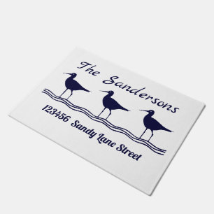 Nautic Lite Navy Blue White Sandpipers Doormat Fußmatte