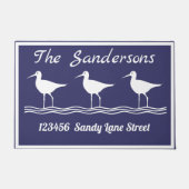 Nautic Lite Navy Blue White Sandpipers Doormat Fußmatte (Vorderseite)