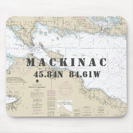 Nautic Mackinac Island MI Latitude Longitude Mousepad (Vorne)
