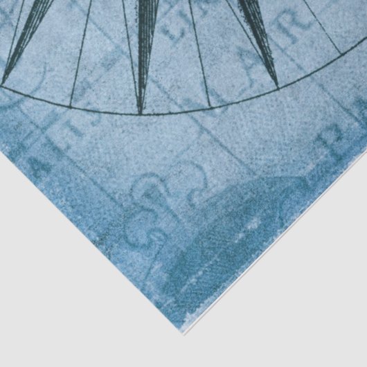 Nautic Map Sailboat Compass Decoupage Blue Seidenpapier (Ausschnitt)