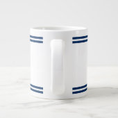 Nautic Marine Blue Streifen Custom Monogramm groß Jumbo-Tasse (Rückseite)