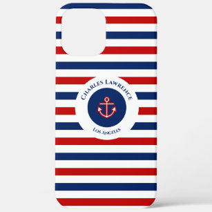 Nautic Marine Navy Blaue weiße Streifen Case-Mate iPhone Hülle