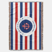 Nautic Marine Navy Blaue weiße Streifen Decke (Vorderseite Vertikal)