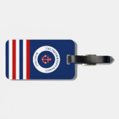 Nautic Marine Navy Blaue weiße Streifen Gepäckanhänger (Rückseite horizontal)