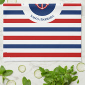 Nautic Marine Navy Blaue weiße Streifen Geschirrtuch (Gefaltet)