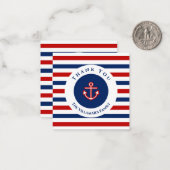 Nautic Marine Navy Blaue weiße Streifen Mitteilungskarte (Vorderseite/Rückseite Beispiel)