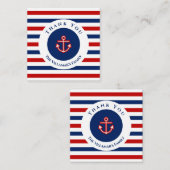 Nautic Marine Navy Blaue weiße Streifen Mitteilungskarte (Vorne/Hinten)