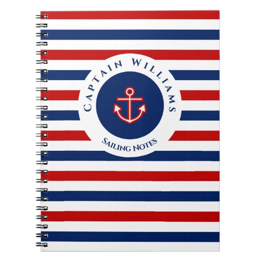 Nautic Marine Navy Blaue weiße Streifen Notizblock (Vorderseite)