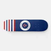 Nautic Marine Navy Blaue weiße Streifen Skateboard (Horizontal)