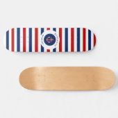 Nautic Marine Navy Blaue weiße Streifen Skateboard (Horizontal)