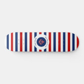 Nautic Marine Navy Blaue weiße Streifen Skateboard (Horizontal)