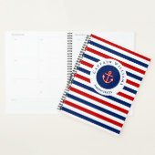 Nautic Marine Navy Blue Red White Stripes Travel Planer (Anzeige)