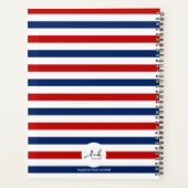 Nautic Marine Navy Blue Red White Stripes Travel Planer (Rückseite)