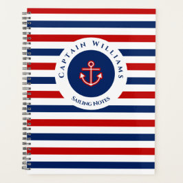 Nautic Marine Navy Blue Red White Stripes Travel Planer