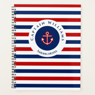Nautic Marine Navy Blue Red White Stripes Travel Planer